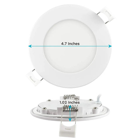 Ultra Thin 4 Inch LED Recessed Light With Junction Box No Fuss Install, 10W Dimmable Wafer, CCT Color Selectable 2700K To 5000K, 750 Lumens, ETL Energy Star, IC Rated, 4 Pack