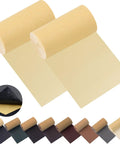 Two rolls of DIY Leather Repair Patch Tape Kit Self Adhesive 3 By 55 Inch Patches in beige and yellow, shown unrolled.