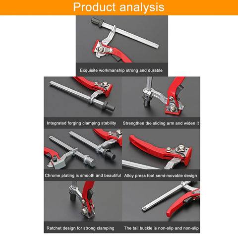 Hold Down Clamp With Quick Acting Ratchet For Woodworking Benches And Desktop Clips Built Tough As Nails, detailed view