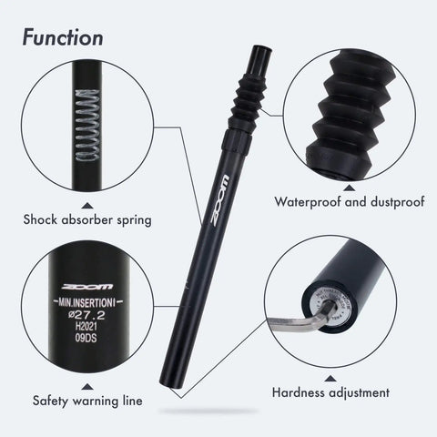 Image showing Beefed Up Suspension Seatpost For Bike With 40mm Travel And Adjustable Rebound, highlighting spring and adjustments.
