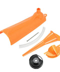 Spill Free Primary Oil Fill Funnel Kit With Oil Filter Wrench, 4 Piece Orange Set with funnel and wrench parts for Harley maintenance