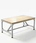 Badass Rock Solid Heavy Duty Aluminum Work Table With Thick Wood Top And Tough Utility Workbench For Garage Workshop, side view.