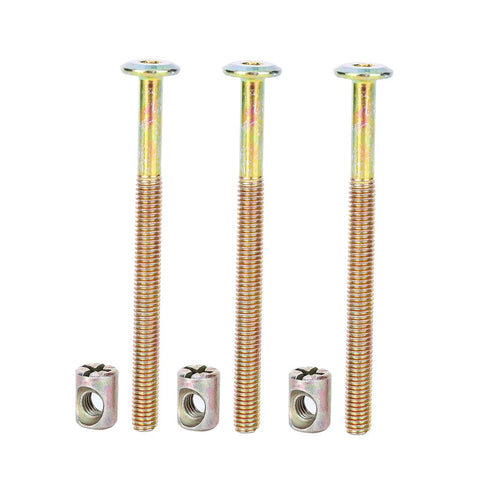 Heavy Duty Furniture Bolts And Barrel Nuts Set M6 Hex Dowel Bolts With Cross Dowel Nuts 100Mm zinc plated steel hardware kit components