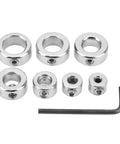 Depth Stop Collar Drill Bit Kit 7 Piece Set 1/8in 3/16in 1/4in 5/16in 3/8in 7/16in 1/2in with 2.5mm hex wrench for woodworking and manufacturing.