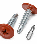 Pack Of Fifty Copper Brown Self Drilling Screws One Inch Twenty One Thirty Second By Five Eighth Inch Phillips Truss Head Tapping Fasteners With Driver Bit