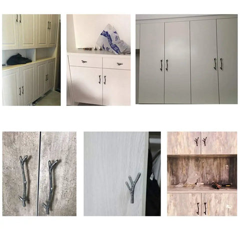Various cabinets featuring Snag This Solid 10 Pack Black Twig Drawer Pulls For An Instant Cabinet Makeover Heavy Duty Zinc Alloy Handles.
