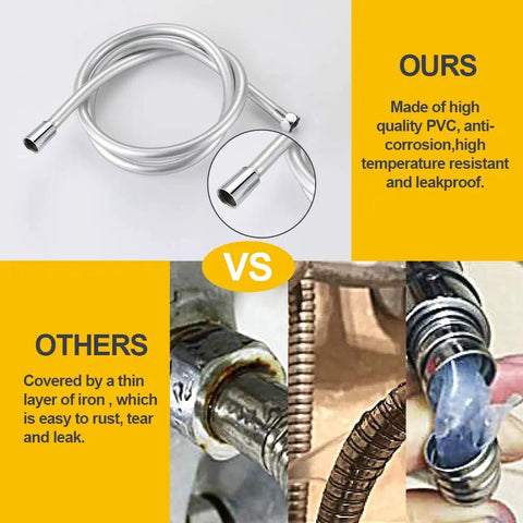 Comparison of PVC and iron hoses for Wall Mounted Bathtub Faucet With Handheld Shower Solid Brass High Flow Tub Filler With 180 Degree Swivel Spout And Sprayer CUPC Certified Chrome Finish Easy Install Space Saving Bathroom Upgrade.