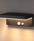 Solar Powered Outdoor Wall Light With Motion Sensor, 3 Lighting Modes, 600 Lumen Brightness, Warm White 3000K, IP44 Waterproof, Black in use