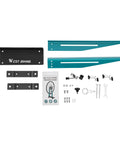 Adjustable Width Wheel Truing Stand for Bikes with 360 Degree Swivel and Dual Adjustment parts and manual