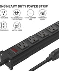 Heavy Duty 16 Outlet Metal Power Strip With 10 Foot Extension Cord Built To Handle Heavy Load Wall Mountable Industrial Grade