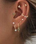 Gold Plated Earring Set For Women 9 Pairs Including Huggie Hoops Planet Ball Flower Dangle Studs Flat Back Cartilage Tragus Earrings For Multiple Piercings Stackable Jewelry Perfect For Everyday Vibe, gold-plated mixed studs on ear