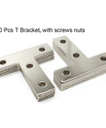 Aluminum T Slot Bracket Kit For 2020 Extrusion Profiles Includes 10 Brackets And 40 M5 Nuts And Bolts Drop In Nuts