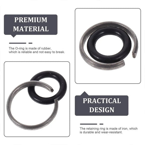 5 Pack Impact Wrench Retaining Ring Kit with O Ring And Socket Retainer Clips focusing on durable iron retaining ring and rubber O-ring