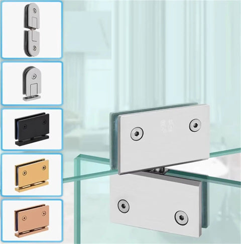 Heavy Duty Frameless Glass Shower Door Hinges Featuring Straight Up Tight Installation And Heckin Smooth Gliding Action That Checks Every Box For Modern Bathroom Renovations Built To Stand The Test Of Time, displaying various hinge styles.