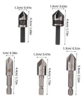 5 Piece Countersink Drill Bit Set For Woodworking And Metal Fabrication With Pro Grade Precision Chamfering Tools Versatile Deburring Kit