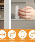 Clear PU Self Adhesive Recessed Finger Pulls 4 Pack Oval Sliding Door Handles in use on glass door, easy non-toxic grip