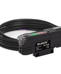 Fiber Optic Sensor Amplifier With HD LED Dual Digital Display, long cable, black casing, FS-N18 model for industrial automation.