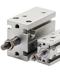 Heavy Duty MD Series Pneumatic Air Tool Cylinder With Free Mount Design And Precision Stroke Options For Smashing Projects And Fast Industrial Jobs, two silver cylinders.