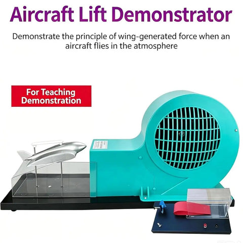Wind Tunnel Lift Demonstrator For Classroom Aerodynamics Lessons, Hands On Adjustable Airflow With Removable Plane Model