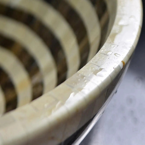 Close-up of SDVantage Round Countertop Basin Sink Bowl, Ceramic Vessel Washbasin featuring smooth polished surface.