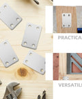 Stainless Steel Straight Flat Brackets With Screws 20pcs Heavy Duty Corner Braces For Furniture And Wood Shelves displayed with tools
