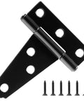 2 Inch T Strap Hinges 6 Pack For Wood Doors And Cabinets Matte Black Light Duty Hinge Set with screws included