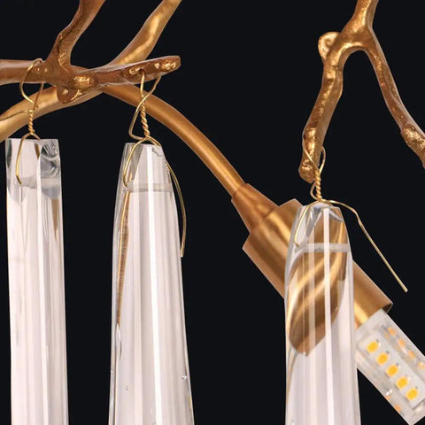 Swoon Worthy Glass Crystal Ceiling Pendant Light Featuring A Slick Copper Wireframe And Warm Brown Country Charm To Give Your Living Room Instant Swagger And Cozy Bedroom Vibes Plus Energy Saving Efficiency close-up of glass crystal shades and copper wireframe.