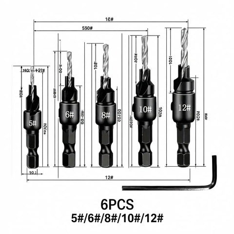 6 Piece Screw Extractor Set for Reversing Damaged Screws and Bolts Works with Any Drill 3 to 12mm Range Heavy Duty DIY Tools