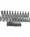 34-Piece Socket Set With Male Female And E-Security Bits Chrome Vanadium Steel Drive Tool Kit For T10 To T60 And E4 To E20