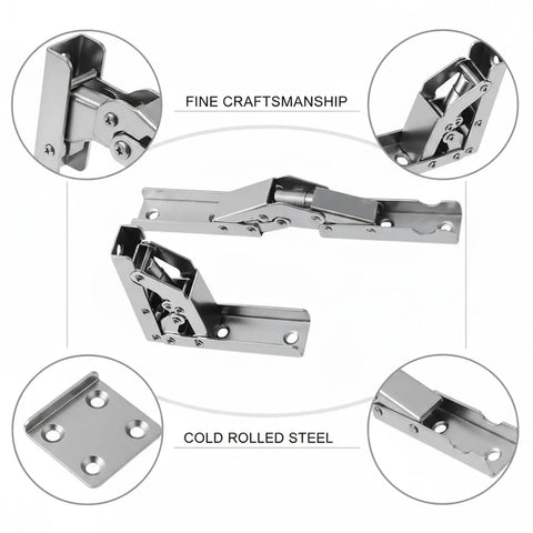 Foldable Cabinet Hinge With 90 Degree Lock And 180 Degree Fold For Drop Leaf Tables And Wall Mount Desks, cold rolled steel pivot