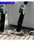 Heavy Duty Tie Down Straps With Cam Buckles And Stainless Brackets For Battery Boxes And Cargo Secure Mount Kit on a cooler.