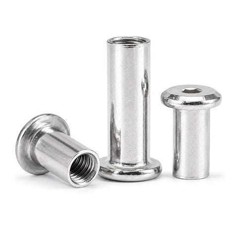 Badass Hex Socket Binding Post Bolts with Barrel Nuts Furniture Connector Fasteners made of 304 Stainless Steel 40 mm M3 showing three sizes