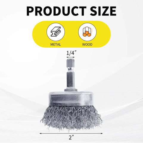 Four Pack Drill Wire Cup Brushes With 1/4 Inch Hex Shank 0.010 Inch Carbon Steel Coarse Attachments For Rust Removal Upgraded To 72A Steel For Tougher Jobs Heavy Duty Cup Holder Design Fast Rust Busting And Metal Prep