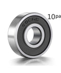 10-pack 608RS ball bearings, shielded with double rubber seals, metal outer race, 8x22x7 mm