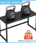Expandable 110 Lbs Heavy Duty Metal Shelving Unit For Pots N Pans, Microwave And Small Appliances, Adjustable Length From 18.2 To 28.9 Inches With 11.6, 14 Or 16.3 Inch Mounting Heights, Ideal Kitchen Garage Pantry Closet Organization with kettlebells showing weight capacity.