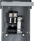 40 Amp Outdoor Load Center With Rainproof Cover And Top Entry Feeder Options, open view showing internal components.