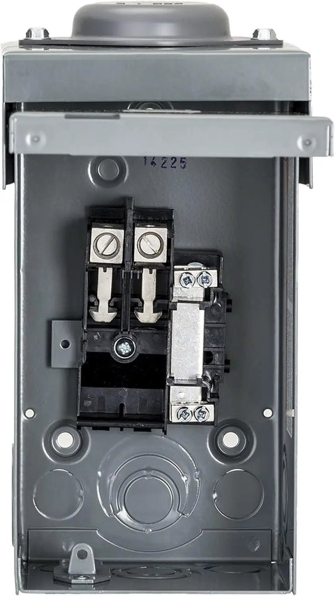 40 Amp Outdoor Load Center With Rainproof Cover And Top Entry Feeder Options, open view showing internal components.