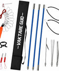 Fiberglass Hawaiian Sling Spearfishing Pole Set With 3 Replaceable Stainless Steel Tips Fish Line Holder and Carry Bag