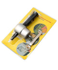 Double Head Sheet Metal Nibbler Saw Cutter For Electric Drill Attachment with wrench packaged on a yellow background.