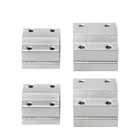 Heavy Duty Linear Motion Ball Bearing Slide Block Bushing Built Tough With Aluminum Housing and Rock Solid LMUU Bearings to Glide Super Clean on CNC 3D Printer Shafts and Custom Rail Kits SCS12UU, showcasing 4 aluminum blocks.