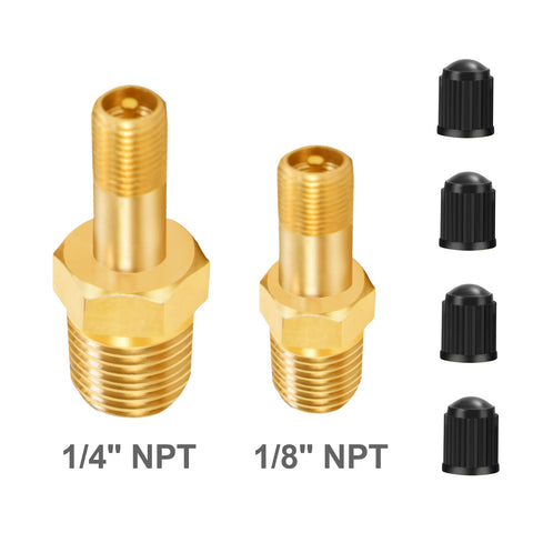 Heavy Duty Brass Tank Valve For Air Compressors With Schrader Valve One Eighth Inch NPT Anti Corrosion Male Connection Prevents Leaks