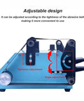 Badass 950W Bench Grinder And Belt Sander Combo showing adjustable design for belt tightness and angle settings.