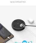 10 Foot Flat Plug Extension Cord With USB Port, Three Widely Spaced Outlets, Wall Mountable Power Strip for charging devices