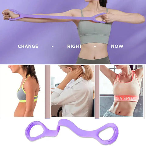 Person using Figure Eight Fitness Resistance Band For Arm Back Chest Shoulder Toning And Stretching Lightweight Elastic Band
