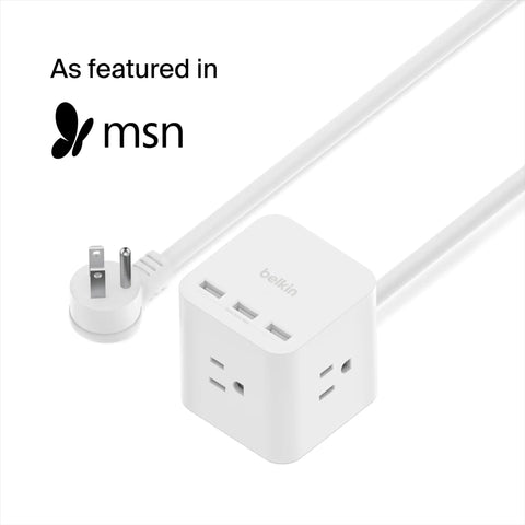 Six Outlet Power Cube With Three AC Outlets And Three USB A Ports Plus A Five Foot Extension Cord, featured in MSN