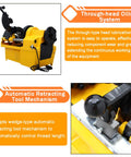 Rugged Industrial 3 In 1 Electric Pipe Threading Tool For Half To Two Inch Pipes With Durable Alloy Steel Cutter Head That Handles Water Gas And Electrical Conduit Jobs Like An Absolute Badass 220V - Features through-head oiling system and automatic retracting tool mechanism.