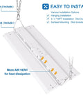 Super Bright 150W 2FT Linear High Bay LED Shop Lights Blast 5000K Daylight hanging installation with air vents displayed