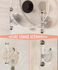 Two Pack Suction Cup Door Handles for glass doors, showcasing installation on various surfaces with transparent and silver materials.