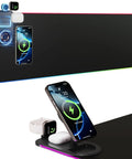 Wireless Charging Gaming Mouse Pad 15W With RGB Lighting, Built In Phone Holder, Waterproof Desk Mat, Extra Large 35.4 By 11.8 Inches, Non Slip Base, Great For PC And Laptop Setups, Big Desk Pad For Comfort And Style
