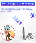 Tough As Nails Anti Theft License Plate Screw Kit With Premium Stainless Steel Rust Proof Security Bolt Fasteners Universal Car Auto Tag Mounting Hardware For Any Ride Silver Set with hexagon design to prevent theft.